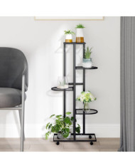 Jardinière à 5 niveaux avec roues 44x23x100 cm Noir Fer | Mobilier & Déco