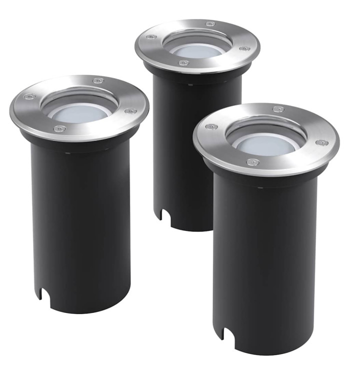Lampes au sol à LED d'extérieur 3 pcs rond | Mobilier & Déco