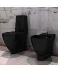 Ensemble de toilette et bidet Céramique Noir | Mobilier & Déco