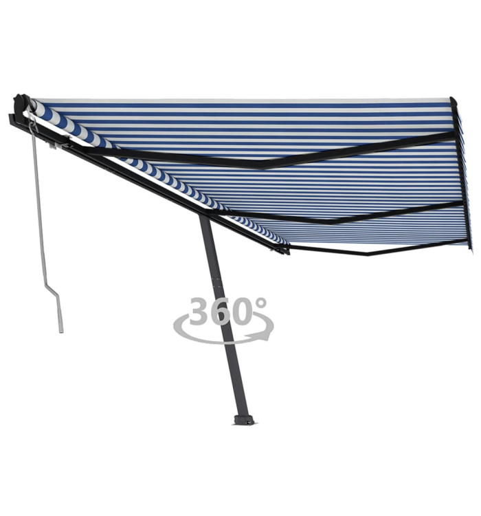 Auvent automatique sur pied 600x350 cm Bleu/Blanc | Mobilier & Déco