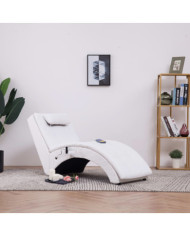 Chaise longue de massage avec oreiller Blanc Similicuir | Mobilier & Déco