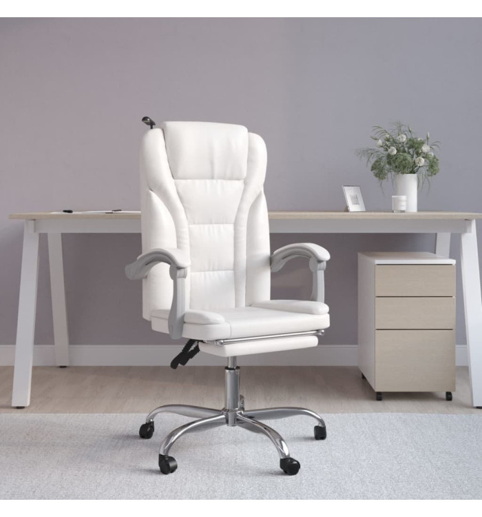 Fauteuil inclinable de bureau Blanc Similicuir | Mobilier & Déco