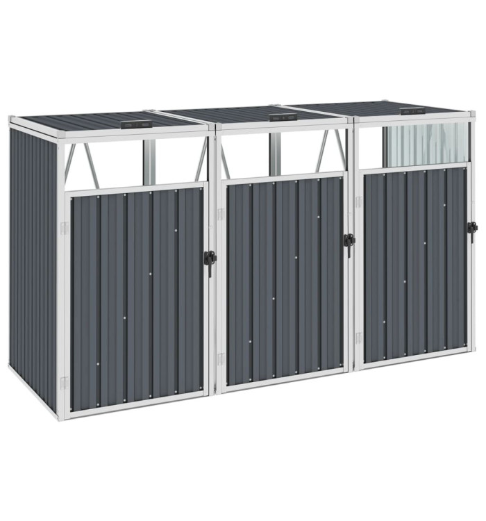 Abri de poubelle triple Gris 213x81x121 cm Acier | Mobilier & Déco