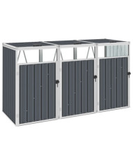 Abri de poubelle triple Gris 213x81x121 cm Acier | Mobilier & Déco
