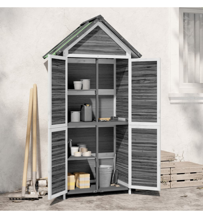 Abri à outils de jardin gris 89x52,5x175 cm bois massif pin | Mobilier & Déco