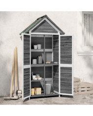 Abri à outils de jardin gris 89x52,5x175 cm bois massif pin | Mobilier & Déco