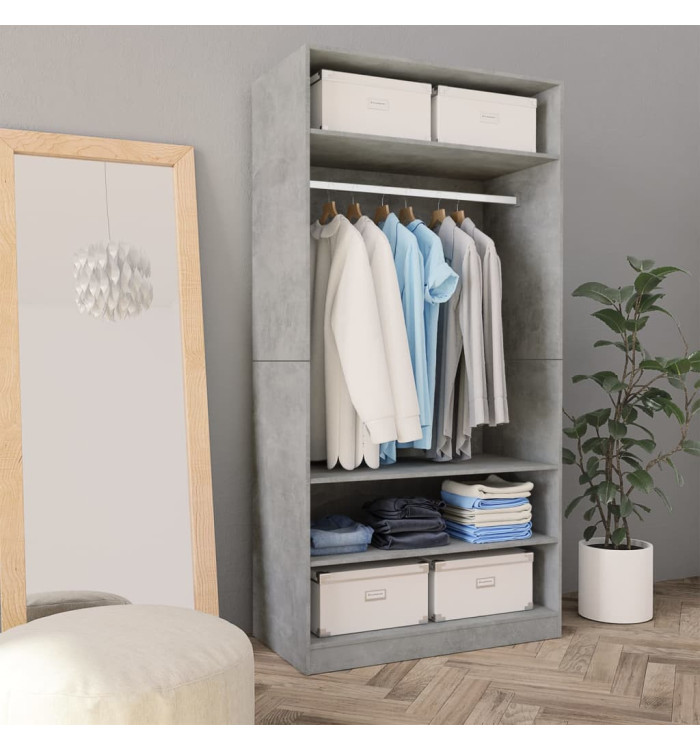 Garde-robe Gris cement 100 x 50 x 200 cm Aggloméré | Mobilier & Déco