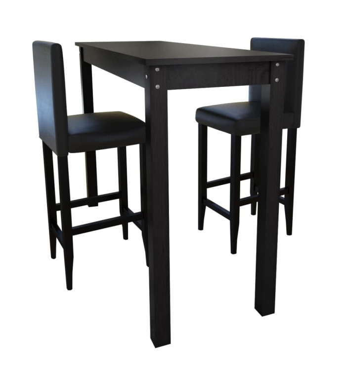 Set de 1 table de bar et 2 tabourets noir | Mobilier & Déco