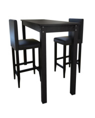 Set de 1 table de bar et 2 tabourets noir | Mobilier & Déco