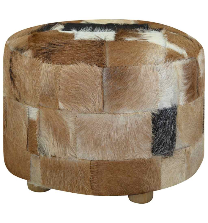 Pouf Cuir véritable Rond 50 x 50 x 45 cm | Mobilier & Déco