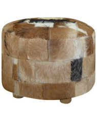 Pouf Cuir véritable Rond 50 x 50 x 45 cm | Mobilier & Déco
