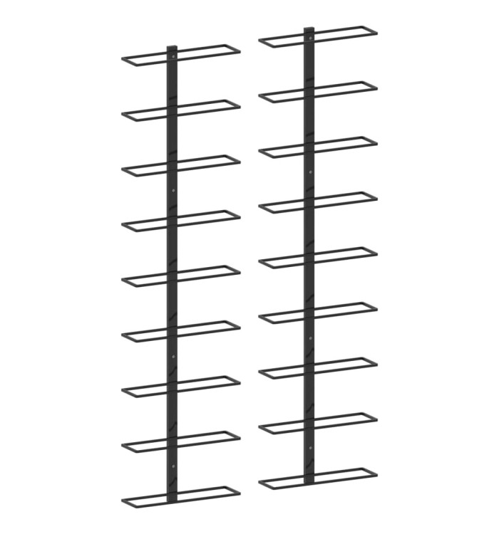 Casiers à bouteilles muraux pour 18 bouteilles 2 pcs Noir Fer | Mobilier & Déco