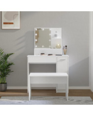 Ensemble de coiffeuse avec LED Blanc Bois d'ingénierie | Mobilier & Déco