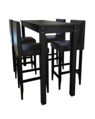 Set de 1 table de bar et 4 tabourets noir | Mobilier & Déco