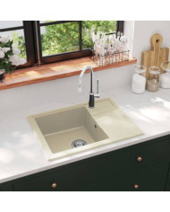 Évier de cuisine avec trou de trop-plein ovale Beige Granit | Mobilier & Déco