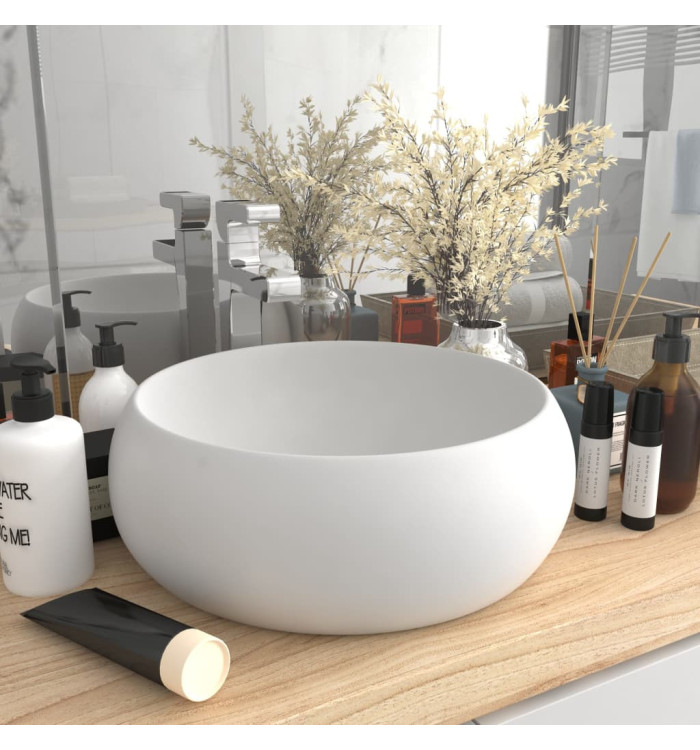 Lavabo rond de luxe Blanc mat 40x15 cm Céramique | Mobilier & Déco