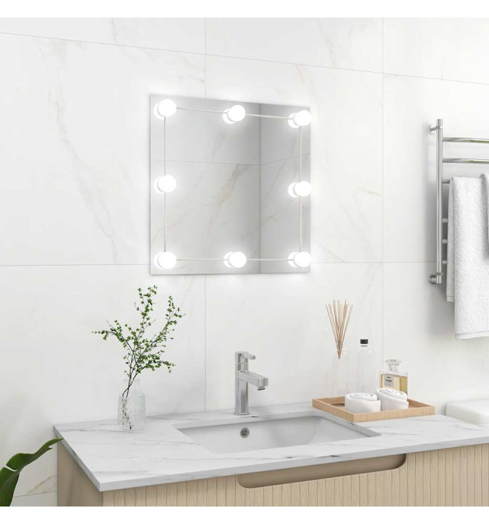 Miroir mural avec lampes LED Carré Verre | Mobilier & Déco
