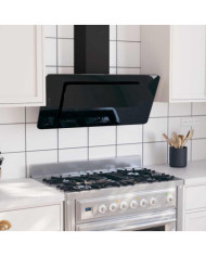 Hotte murale 90 cm Acier inoxydable et verre trempé Noir | Mobilier & Déco