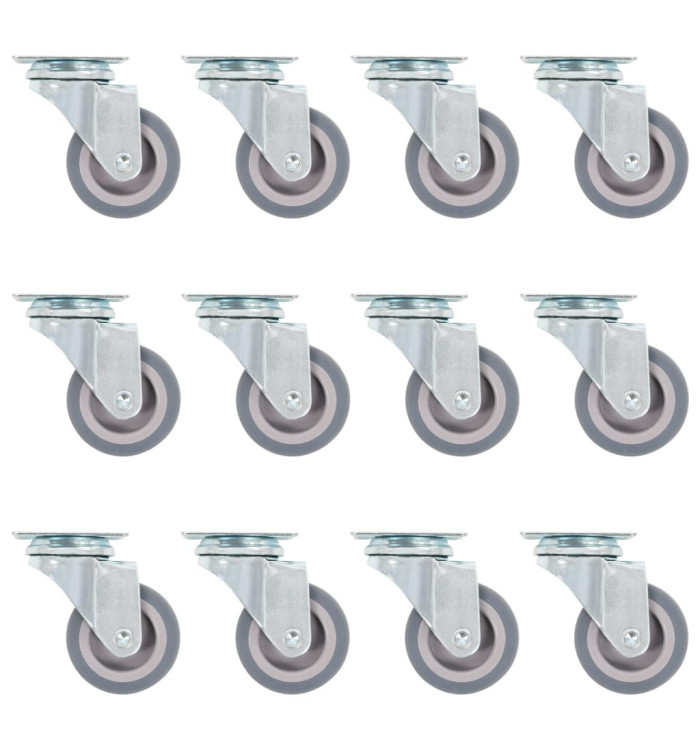12 pcs Roulettes pivotantes 50 mm | Mobilier & Déco