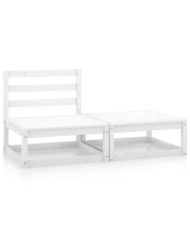 Salon de jardin 2 pcs blanc bois de pin massif | Mobilier & Déco