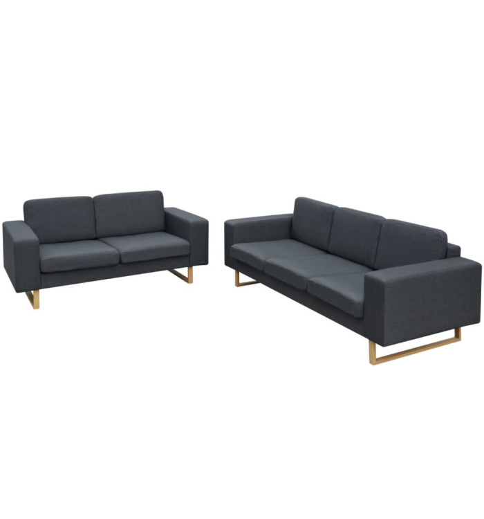 Ensemble de canapés à 2 places et à 3 places gris foncé | Mobilier & Déco