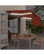 Auvent manuel rétractable avec store LED 4x3 m Orange et marron | Mobilier & Déco