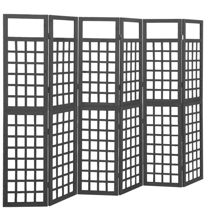 Cloison de séparation à 6 panneaux Bois de pin Noir 242,5x180cm | Mobilier & Déco