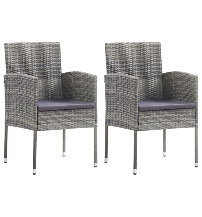 Chaises de jardin coussins gris foncé 2 pcs résine tressée | Mobilier & Déco