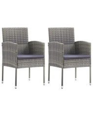 Chaises de jardin coussins gris foncé 2 pcs résine tressée | Mobilier & Déco