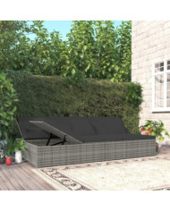 Transat convertible avec coussin Résine tressée Gris foncé | Mobilier & Déco