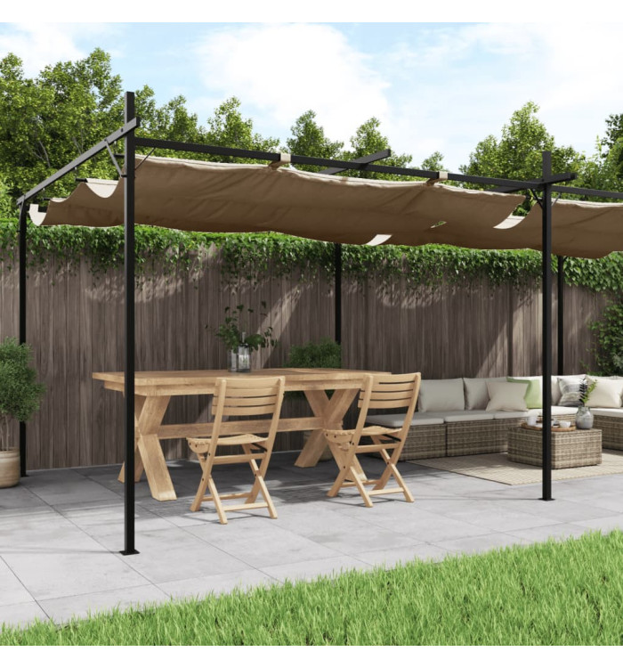 Pergola avec toit rétractable taupe 589x292x230 cm | Mobilier & Déco