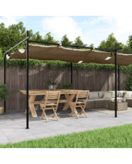 Pergola avec toit rétractable taupe 589x292x230 cm | Mobilier & Déco