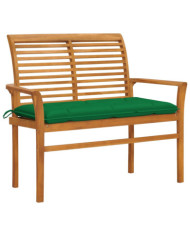 Banc de jardin avec coussin vert 112 cm Bois de teck massif | Mobilier & Déco