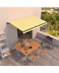 Auvent rétractable automatique 400x350 cm Jaune et blanc | Mobilier & Déco