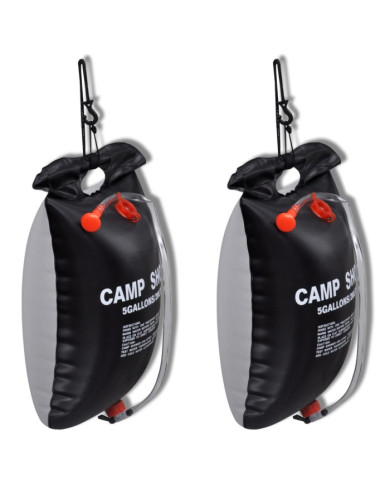 Douche solaire de camping et voyage 20 L 2 pcs | Mobilier & Déco