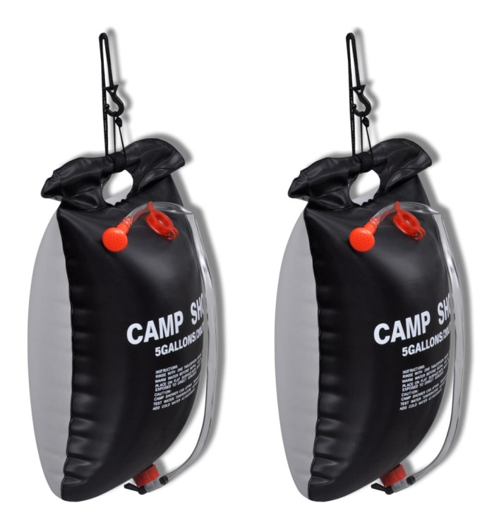 Douche solaire de camping et voyage 20 L 2 pcs | Mobilier & Déco