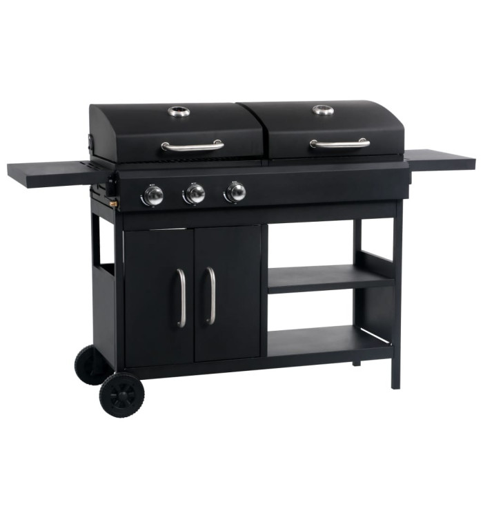 Barbecue gril combo à gaz et au charbon avec 3 brûleurs | Mobilier & Déco