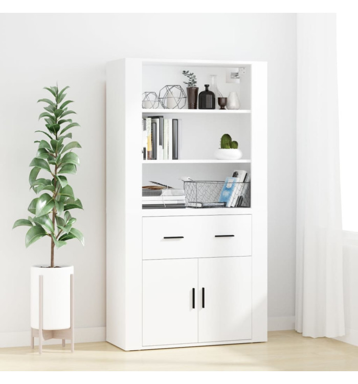 Buffet haut Blanc Bois d'ingénierie | Mobilier & Déco