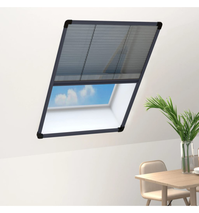Moustiquaire plissée pour fenêtre Aluminium Anthracite 80x120cm | Mobilier & Déco