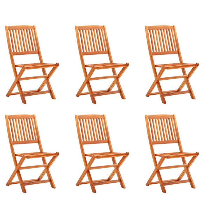 Chaises de jardin pliables lot de 6 Bois d'eucalyptus massif | Mobilier & Déco