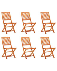 Chaises de jardin pliables lot de 6 Bois d'eucalyptus massif | Mobilier & Déco