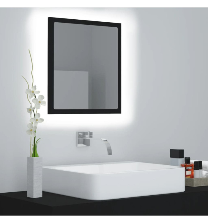 Miroir à LED de salle de bain Noir 40x8,5x37 cm Acrylique | Mobilier & Déco