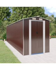 Abri de jardin Marron foncé 192x689x223 cm Acier galvanisé | Mobilier & Déco