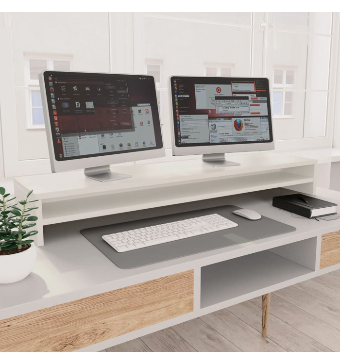 Support de moniteur Blanc 100 x 24 x 13 cm Bois d'ingénierie | Mobilier & Déco