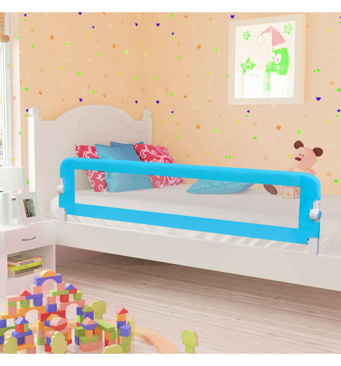 Barrière de sécurité de lit d'enfant Bleu 180x42 cm Polyester | Mobilier & Déco