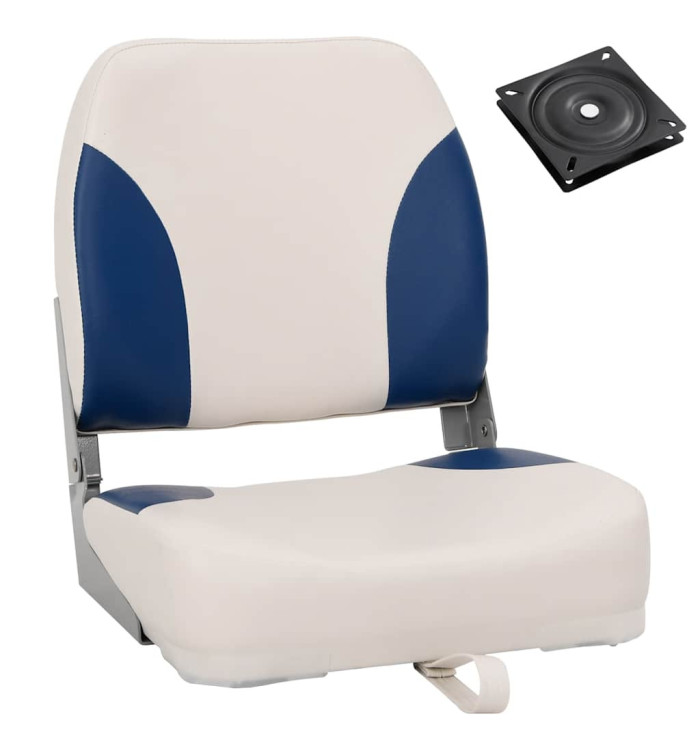 Ensemble de sièges de bateau pliables 2 pcs oreiller bleu blanc | Mobilier & Déco