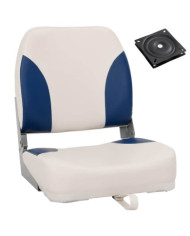 Ensemble de sièges de bateau pliables 2 pcs oreiller bleu blanc | Mobilier & Déco