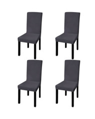 Housse de chaise droite extensible 4 pcs anthracite | Mobilier & Déco