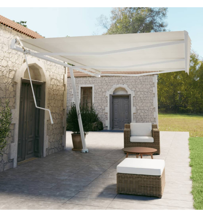 Jeu de poteaux d'auvent blanc 600x245 cm fer | Mobilier & Déco