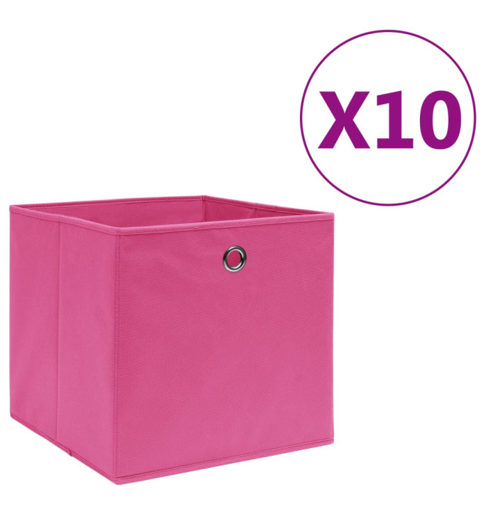 Boîtes de rangement 10 pcs Tissu intissé 28x28x28 cm Rose | Mobilier & Déco